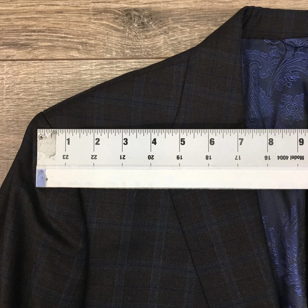 Mens BESPOKE Suit 2‎ Piece Jacket Pants Blazer Sport Coat Size 44L Wool Classic